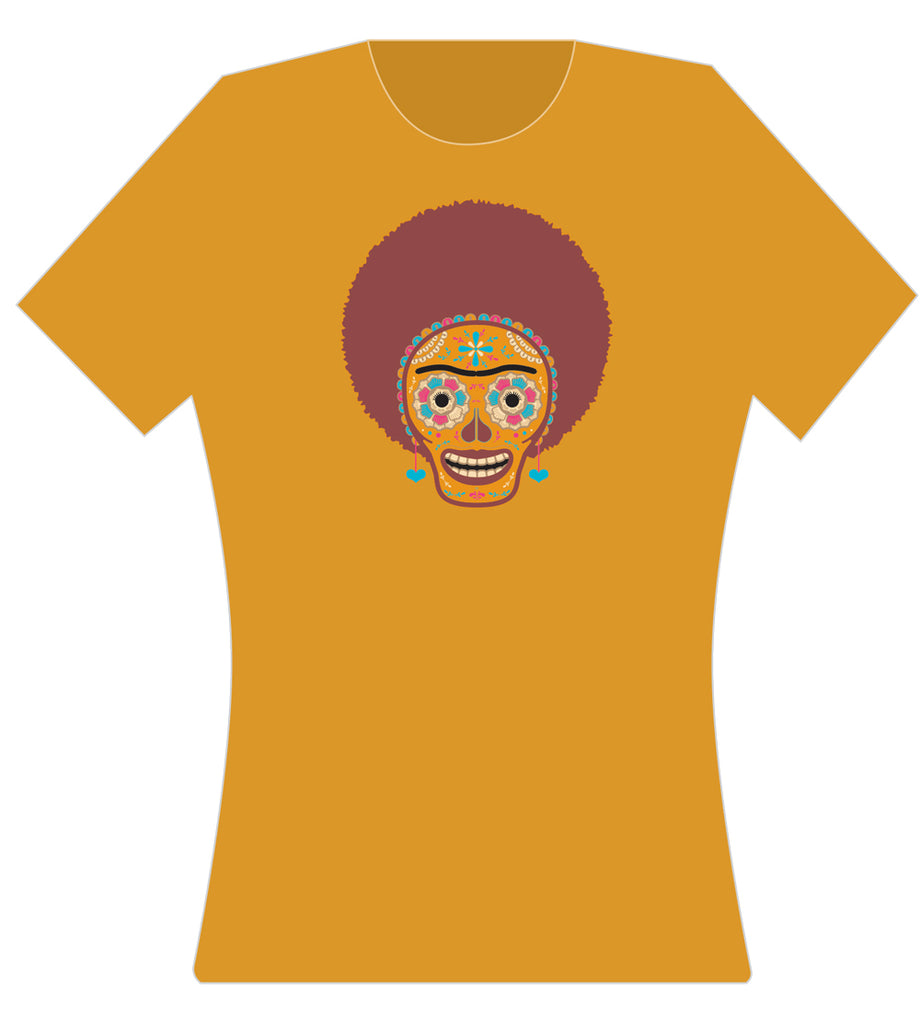 AFRO FRIDA CREW NECK SHORT SLEEVE TSHIRT IN ANTIQUE GOLD
