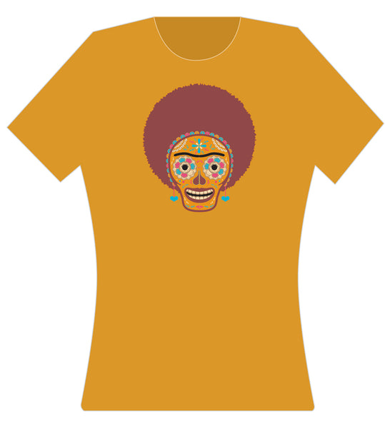 AFRO FRIDA CREW NECK SHORT SLEEVE TSHIRT IN ANTIQUE GOLD