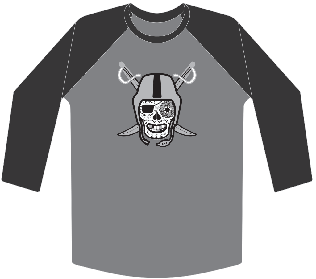 Black and Silver Raglan Unisex Tee
