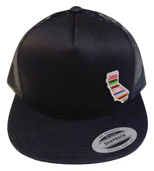 CALIFORNIA ZARAPE SMALL PATCH FLATBRIM TRUCKER BLACK/BLACK SMALL