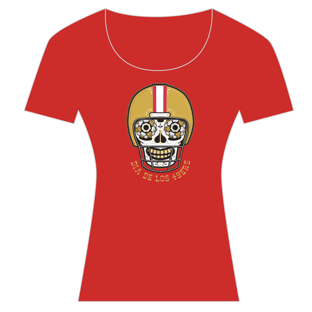 9ers Red and Gold Women's Scoop Tee - Red