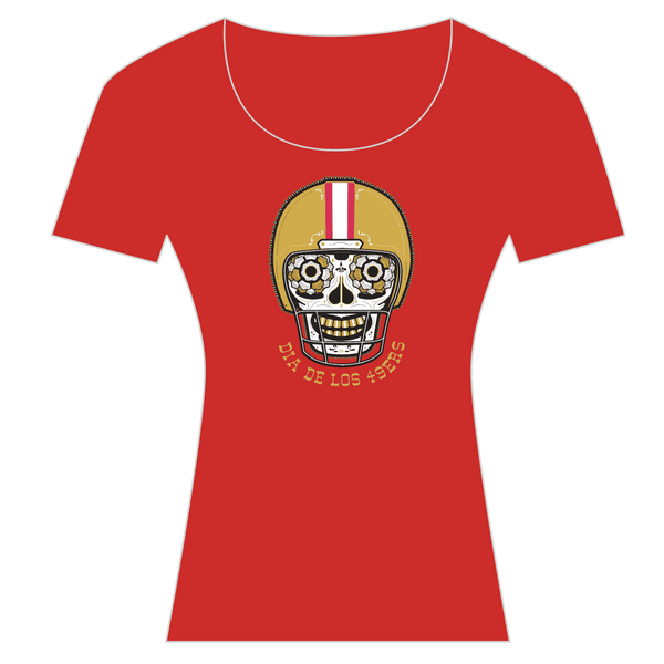 9ers Red and Gold Women's Scoop Tee - Red